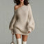 Cream fuzzy off-shoulder sweater, front view on a model