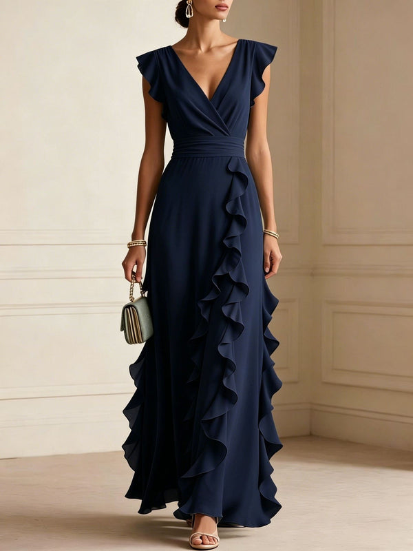 Ruffle sleeveless V-neck maxi dress view 8