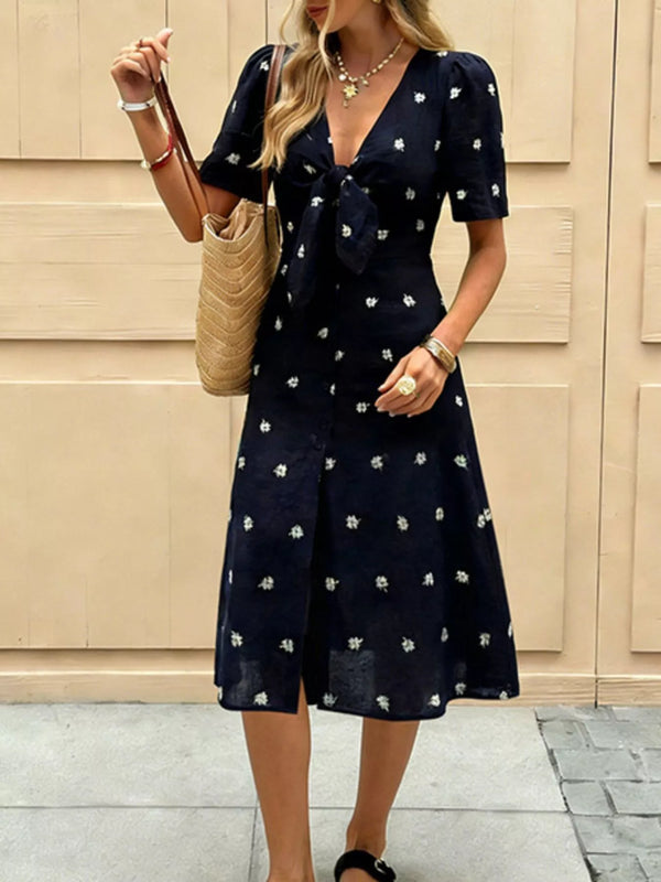 Daisy Print Tie-Front Midi Dress — additional view 3