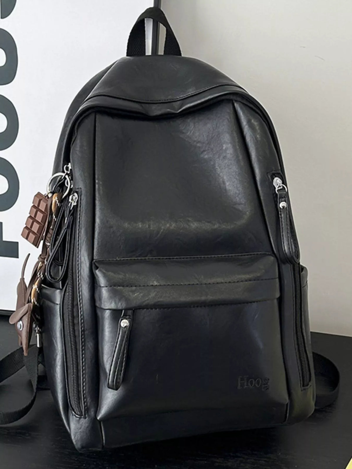 Medium PU Leather Texture Backpack additional product view