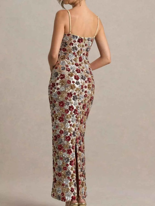 Floral sequin maxi dress — additional view 3