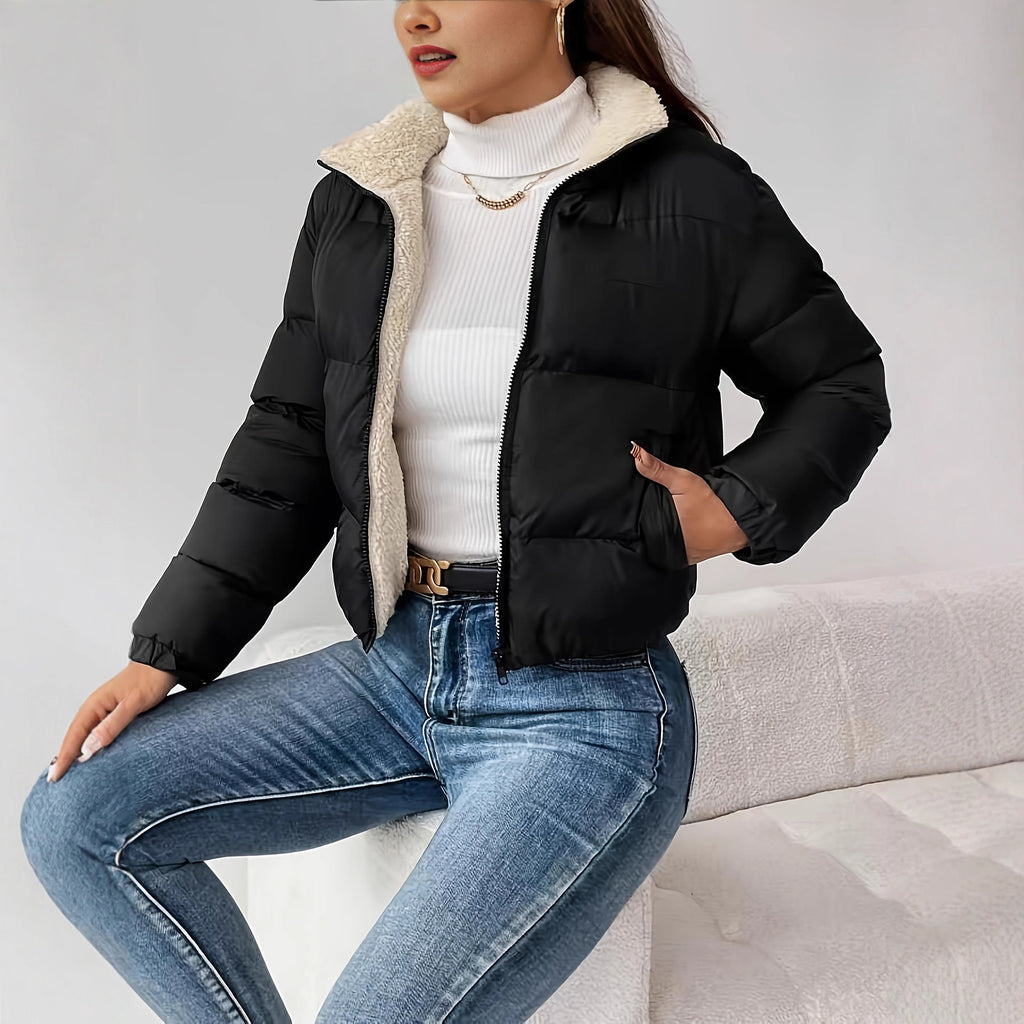 Women's Casual Solid-Color Zip Jacket, front product view