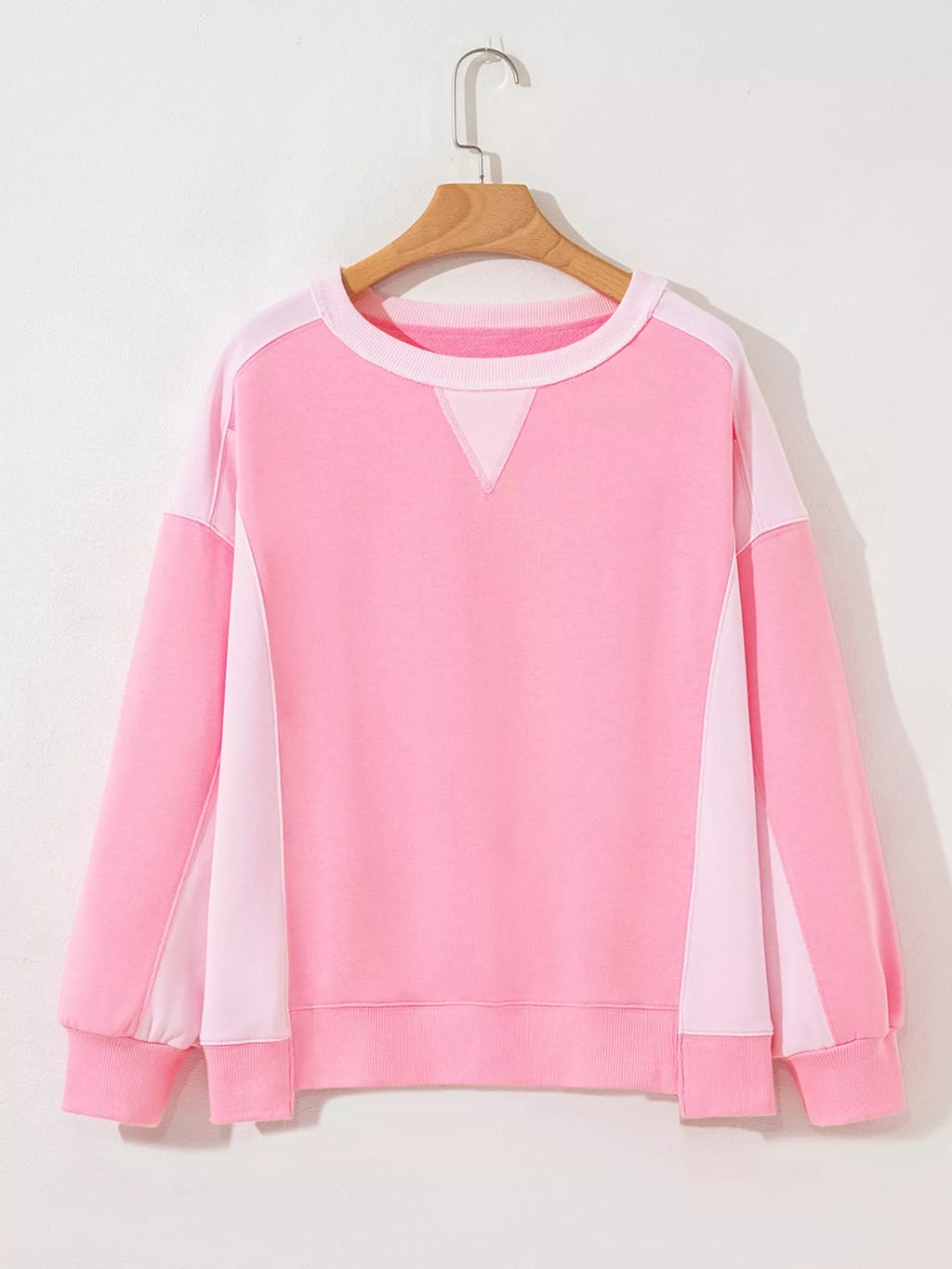 2-tone Color Block Patchwork Drop Shoulder Sweatshirt view 3