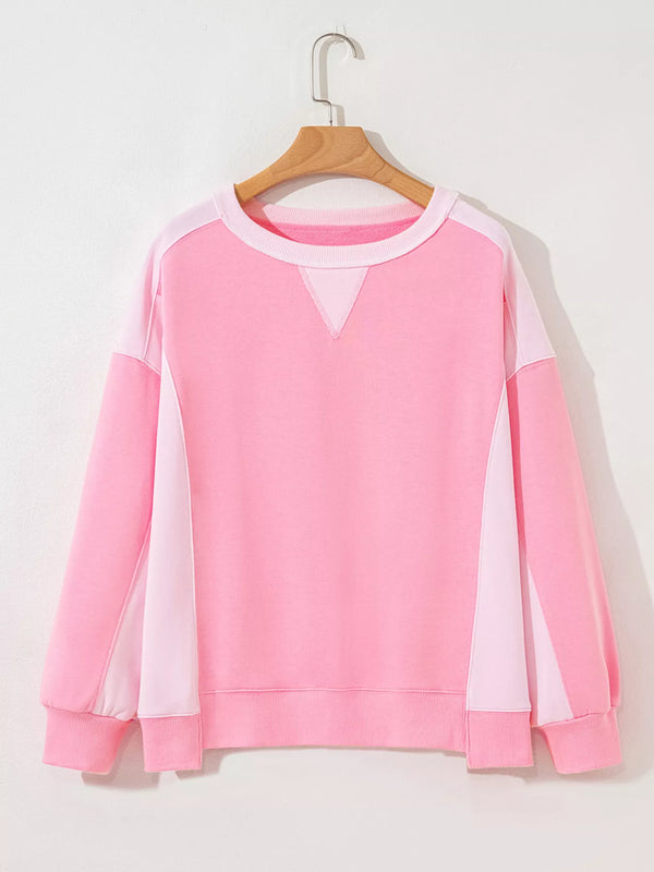 2-tone Color Block Patchwork Drop Shoulder Sweatshirt view 3