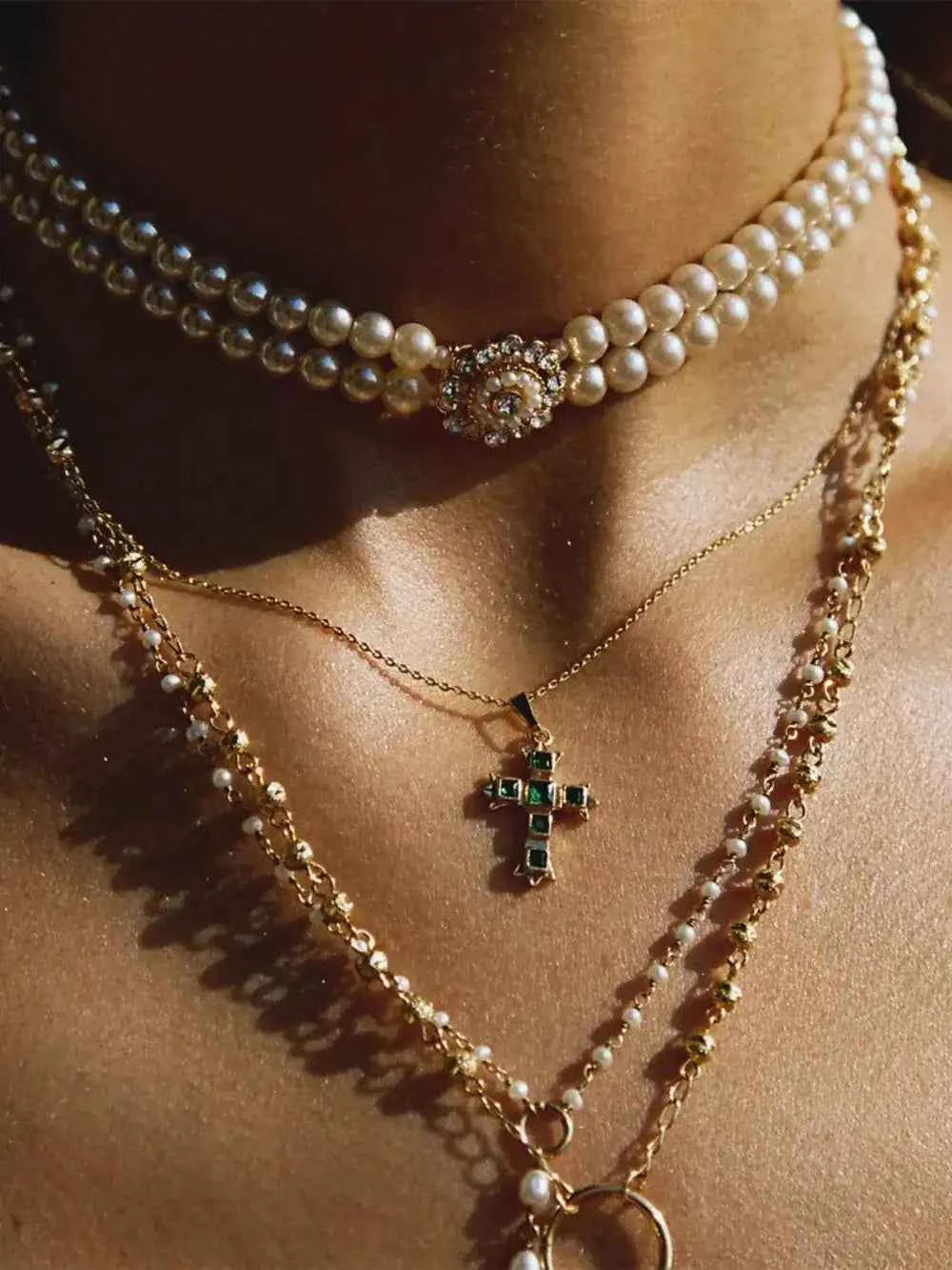 Zircon cross pendant necklace in stainless steel — additional view 9