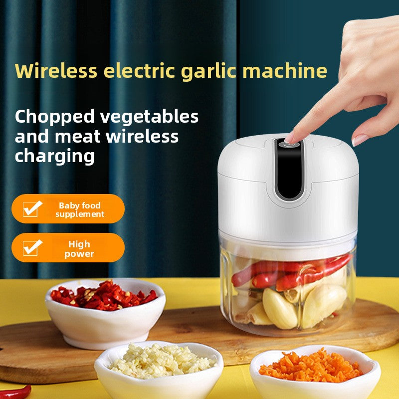 Electric food processor shown on white background