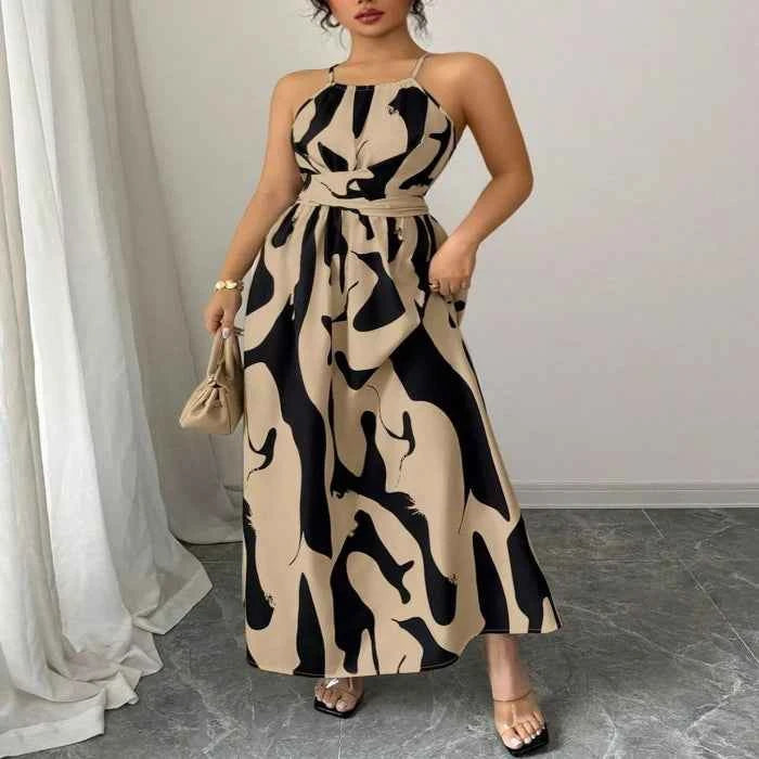 Abstract print halter neck maxi dress — primary view Main image