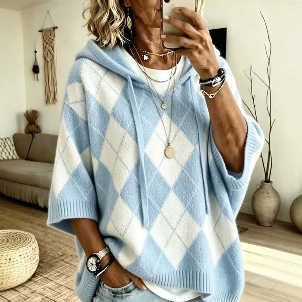 Hooded drawstring sweater, fabric detail