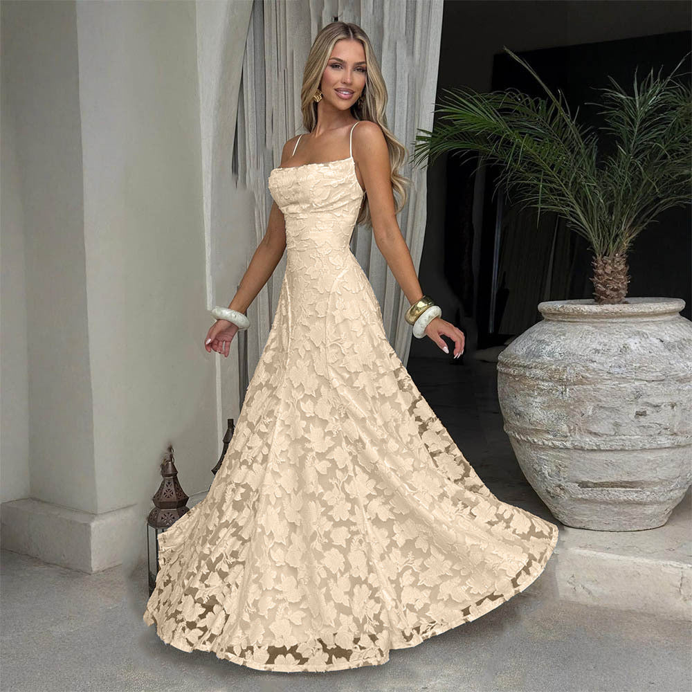 Lace Backless Evening Dress