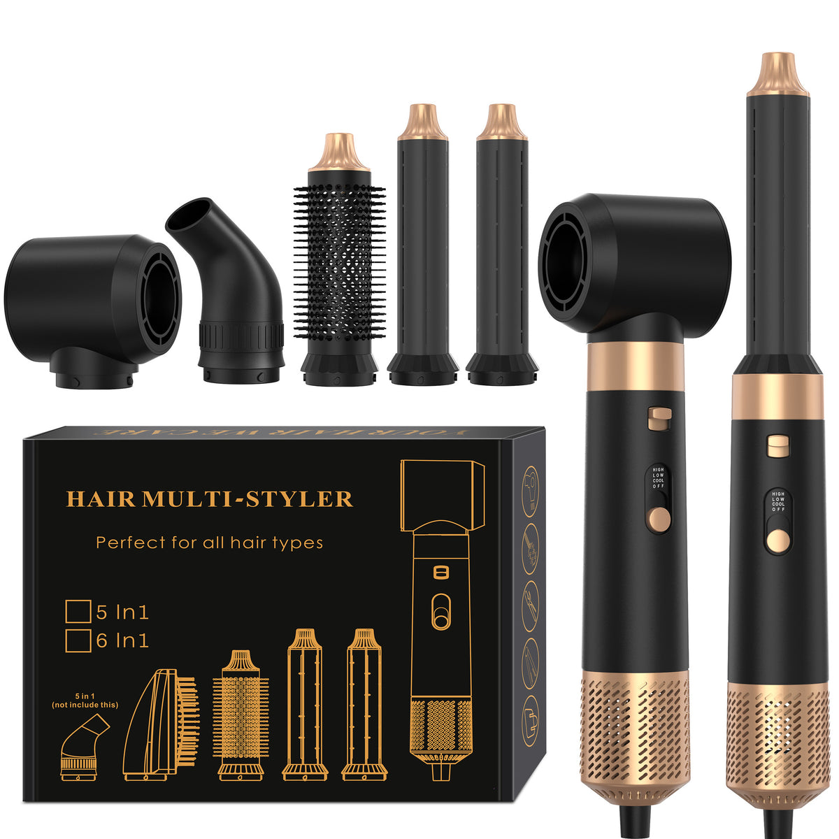 6-in-1 Hot Air Styling Comb for Straightening and Curling, alternate product view