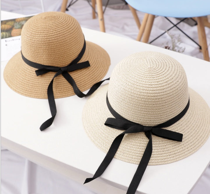 Women's Foldable Straw Sun Hat with Bow-Splashis