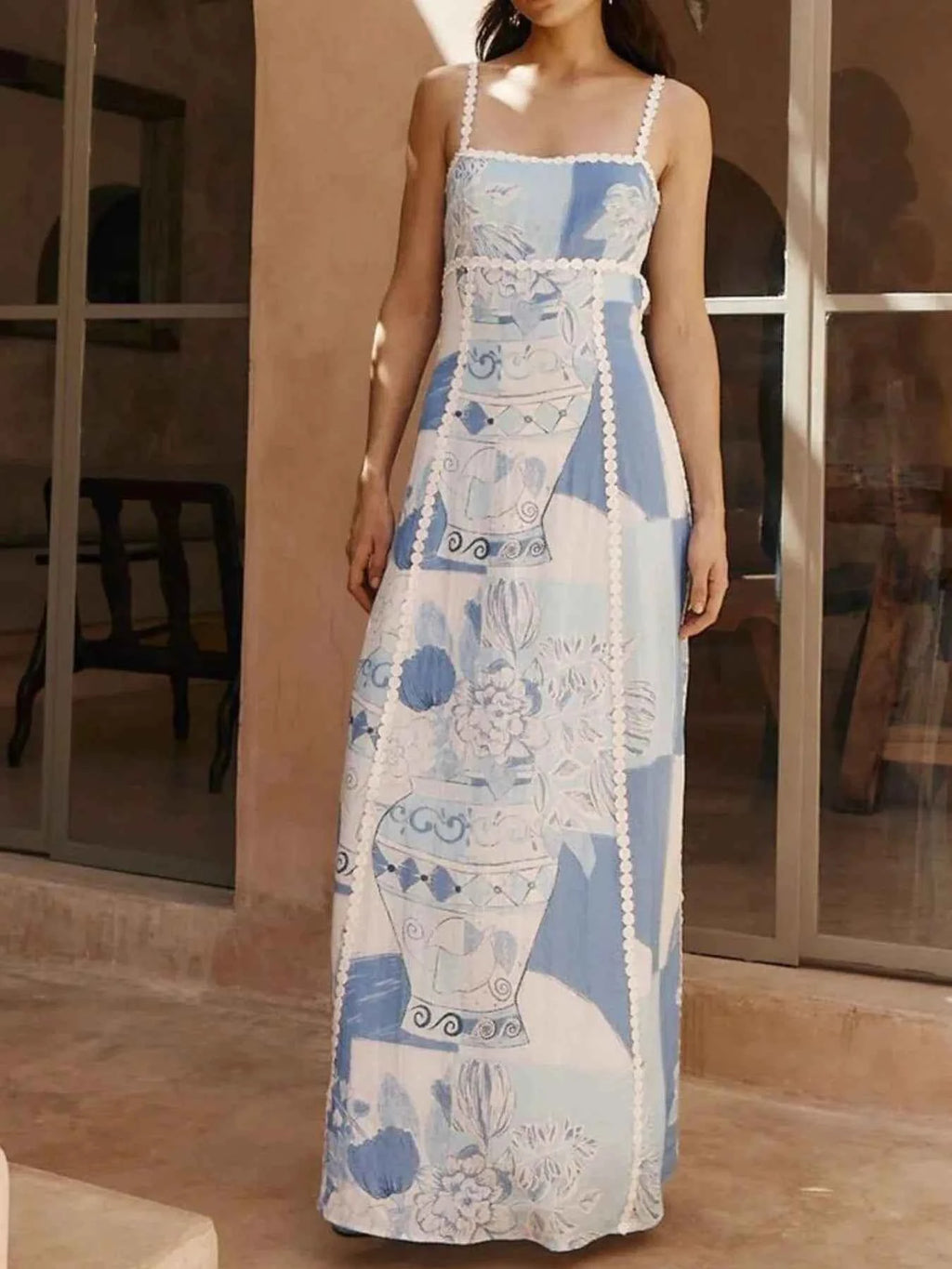 Printed square neck cami maxi dress — additional view 4