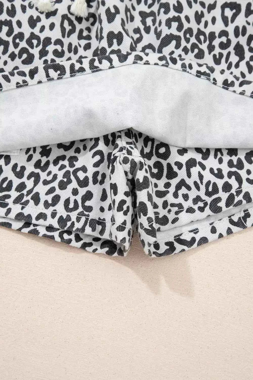 Leopard print denim skort with tassel drawstring — additional view 8
