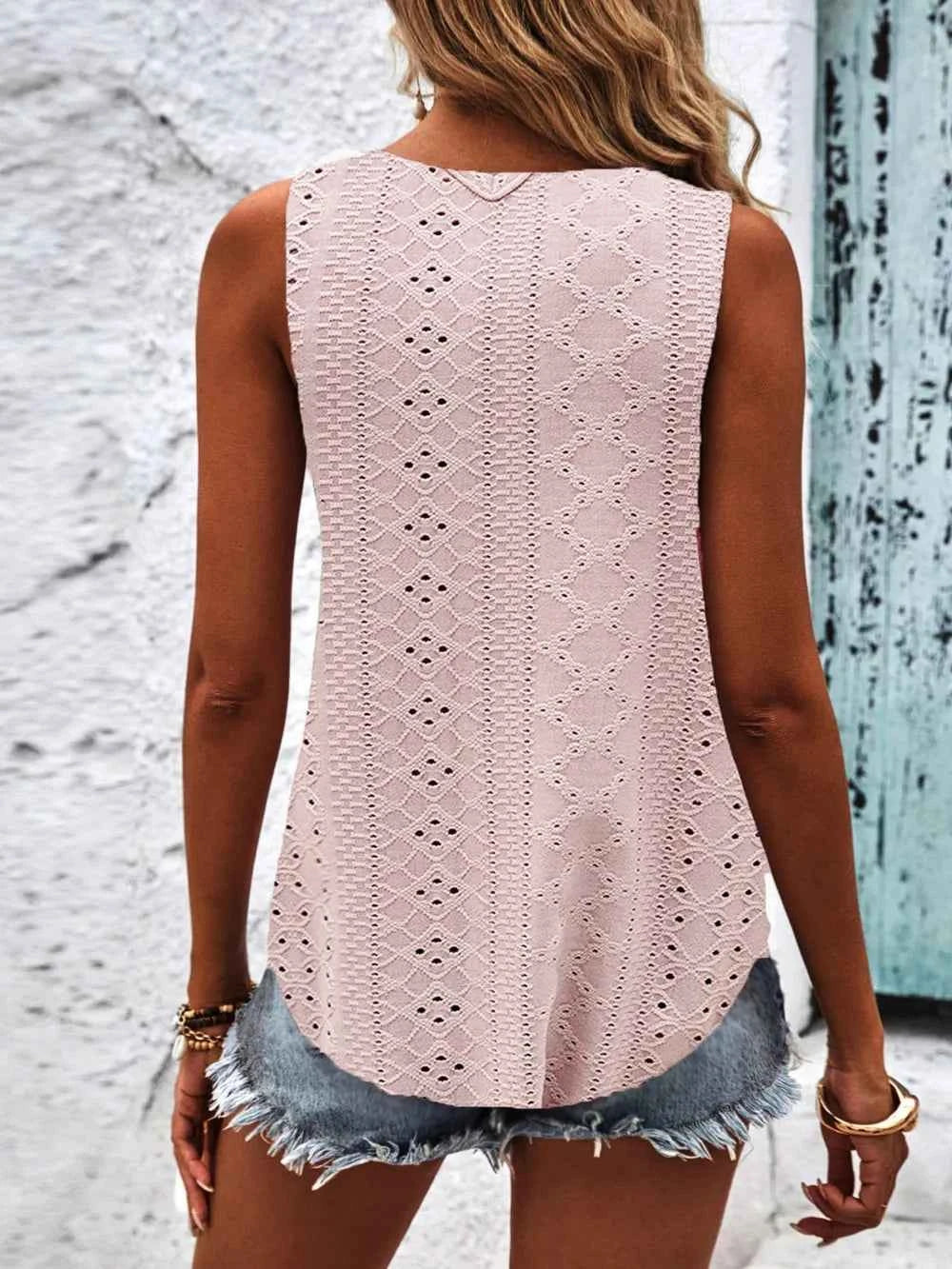 Eyelet wide strap tank top — additional view 3