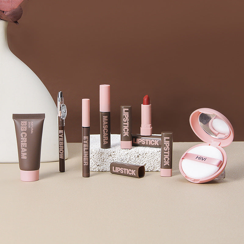 Vinyl record makeup set with lipstick and powder compact view 4