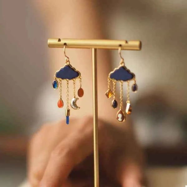 Cloud dangle earrings with colorful charms — additional view 2