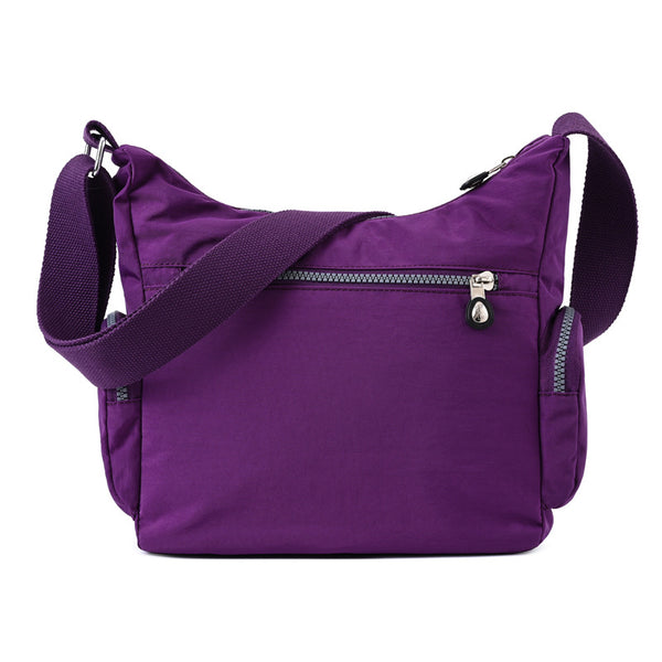 Water-Resistant Nylon Crossbody Bag for Women - Multi-Pocket Shoulder Bag, front product view