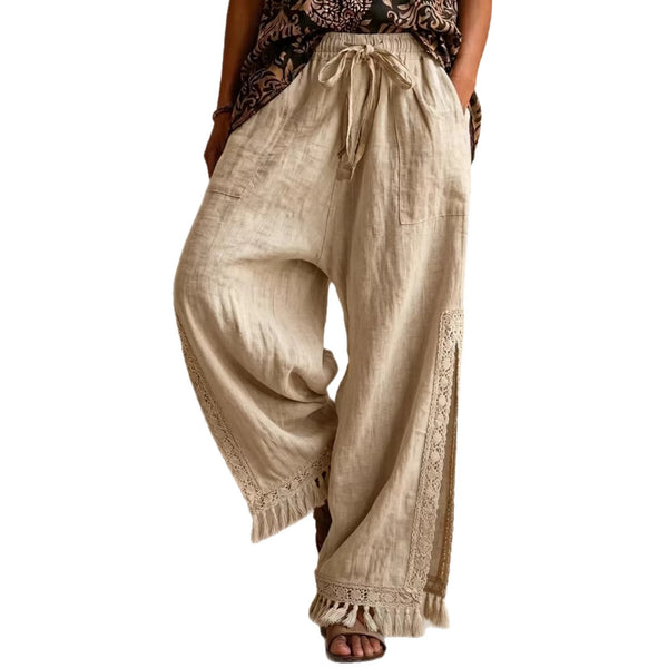 Lace-tassel bohemian wide-leg pants product image