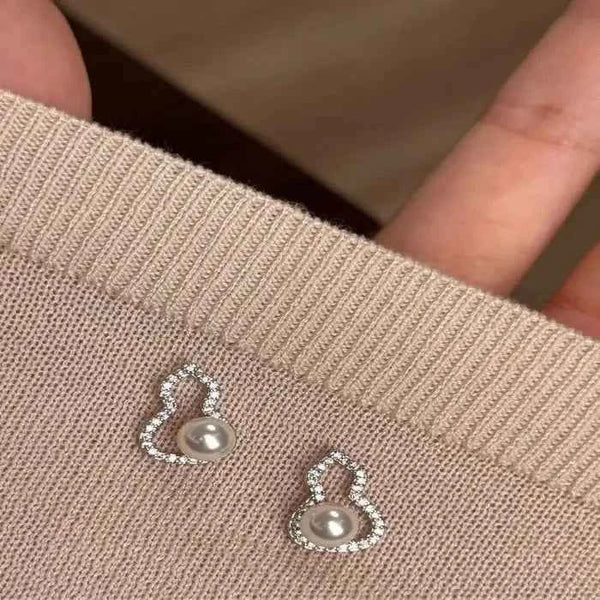Pearl gourd stud earrings — additional view 2