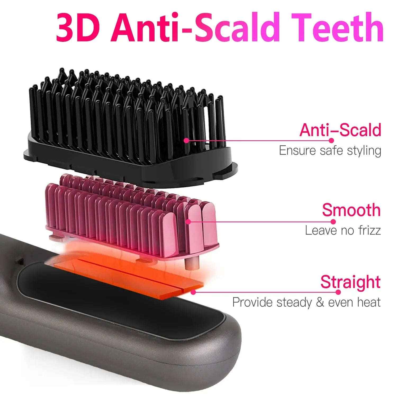 Cordless hair straightener brush — additional view 3
