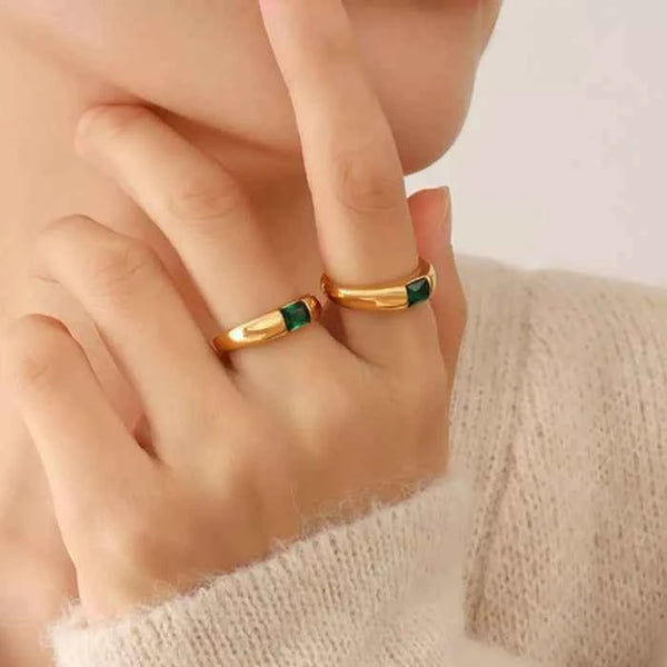 Zircon ring in 18K gold-plated titanium steel — primary view