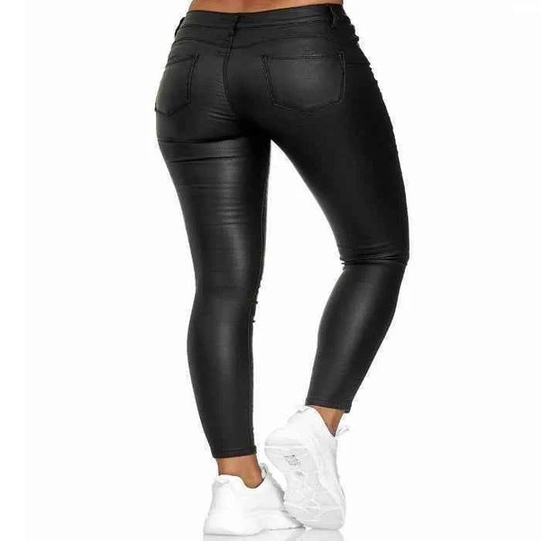 High-waisted faux leather skinny pants — additional view 2