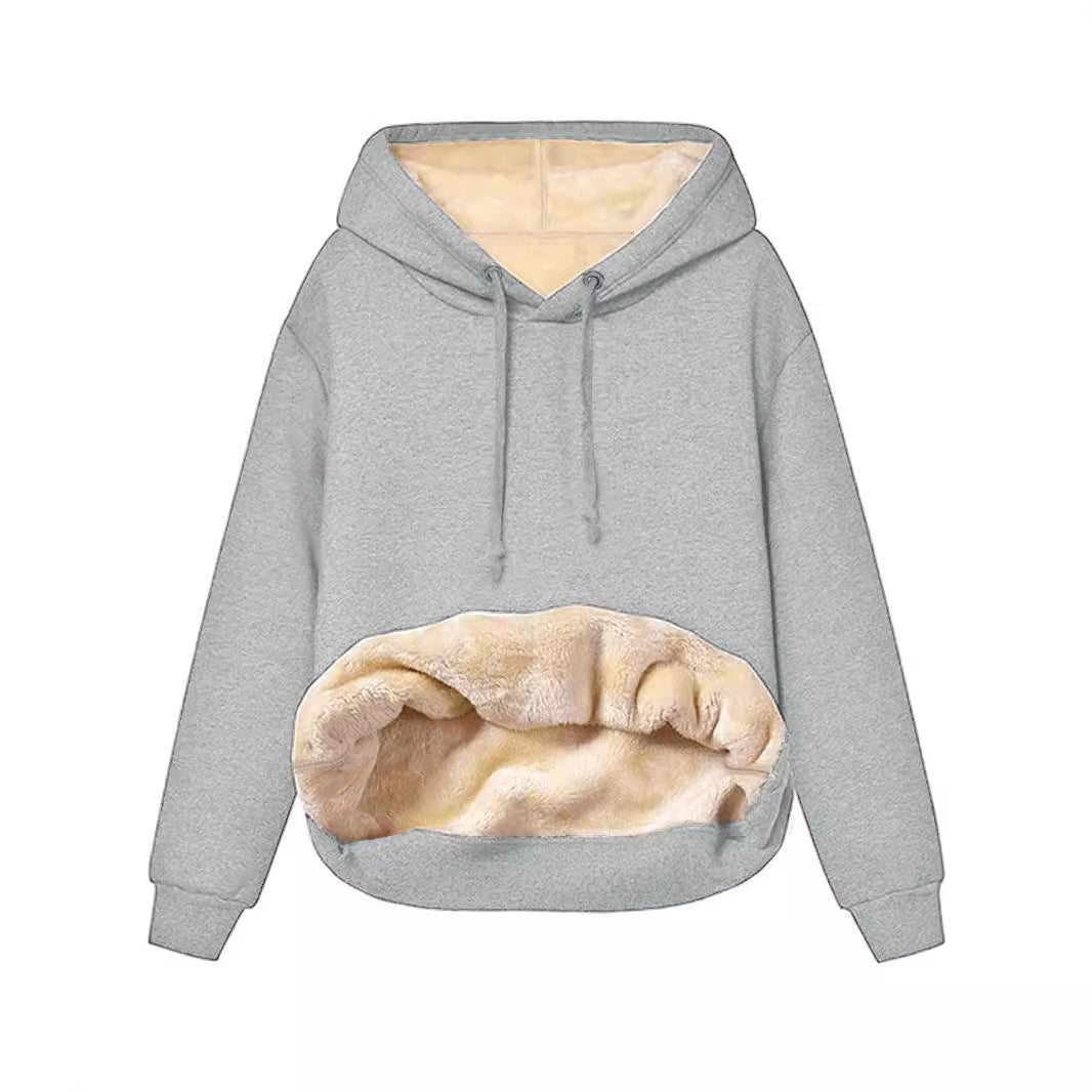Light Gray fleece lined hooded sweatshirt for women