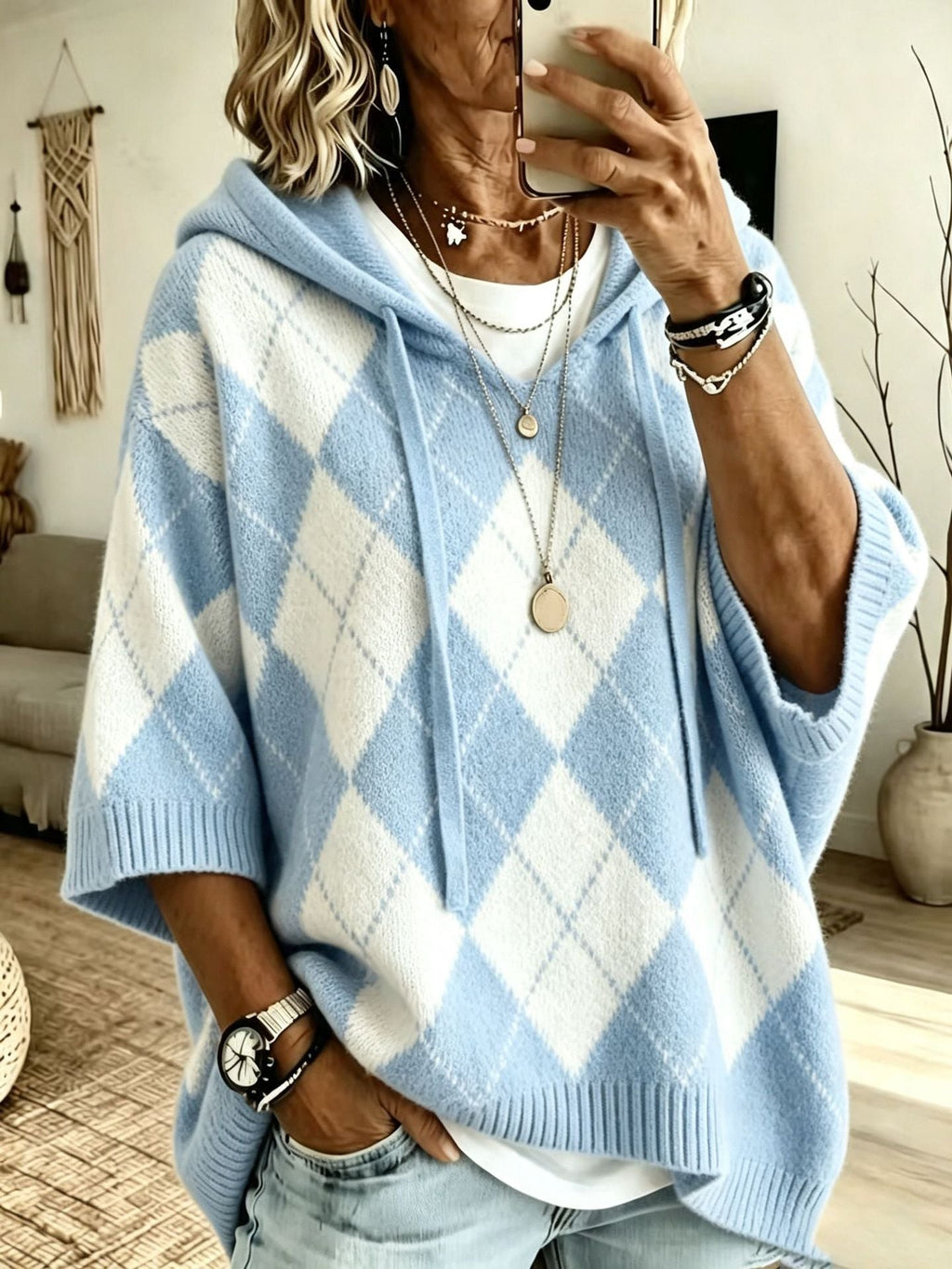 Hooded drawstring sweater, product view 10