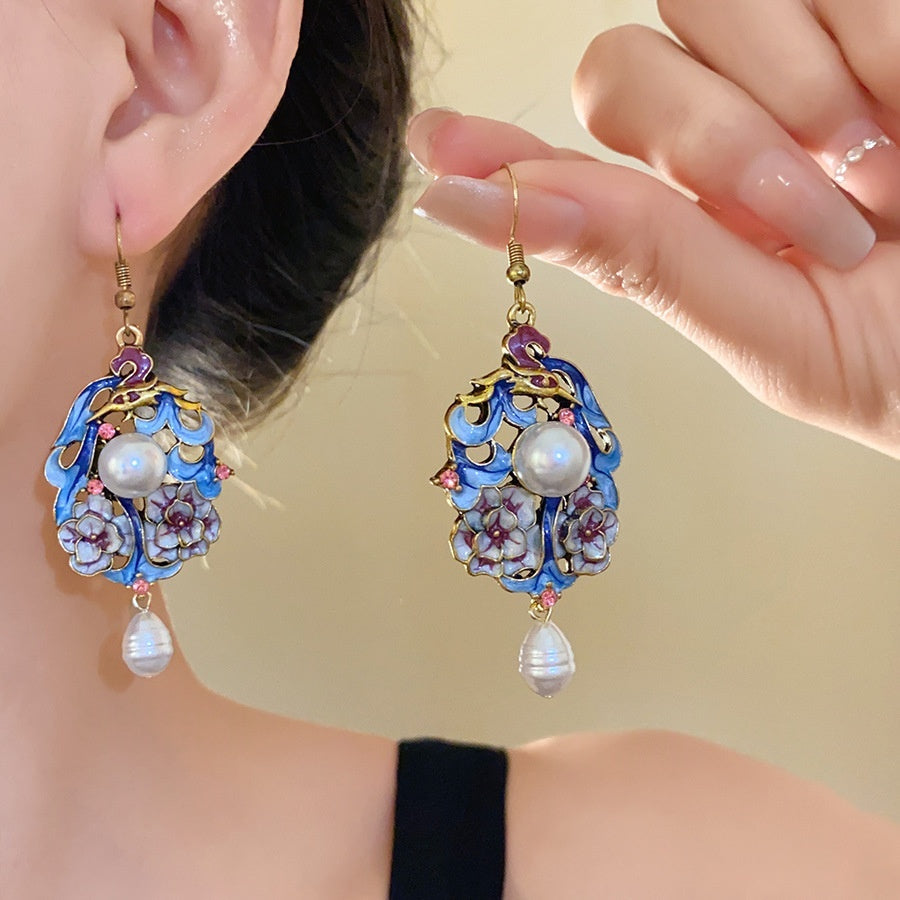 Flower Pearl Pendant Earrings product image