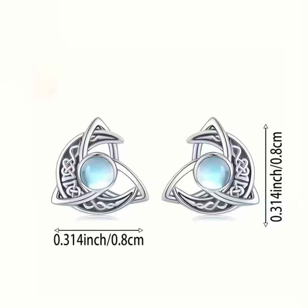 Moonstone stud earrings in silver-plated alloy — additional view 5