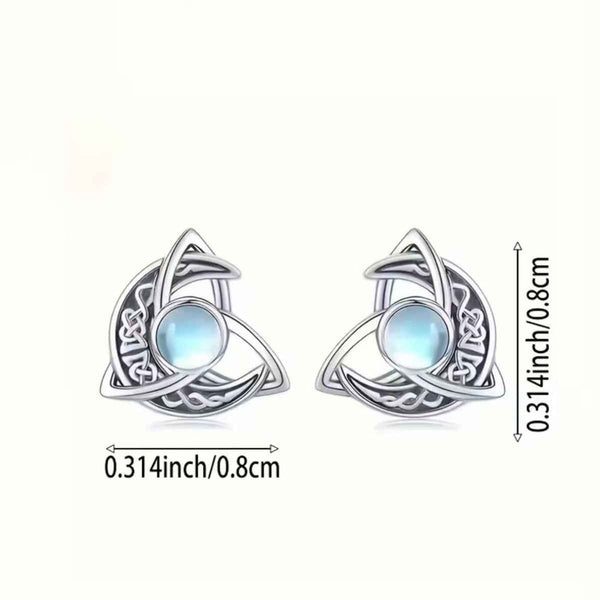 Moonstone stud earrings in silver-plated alloy — additional view 5