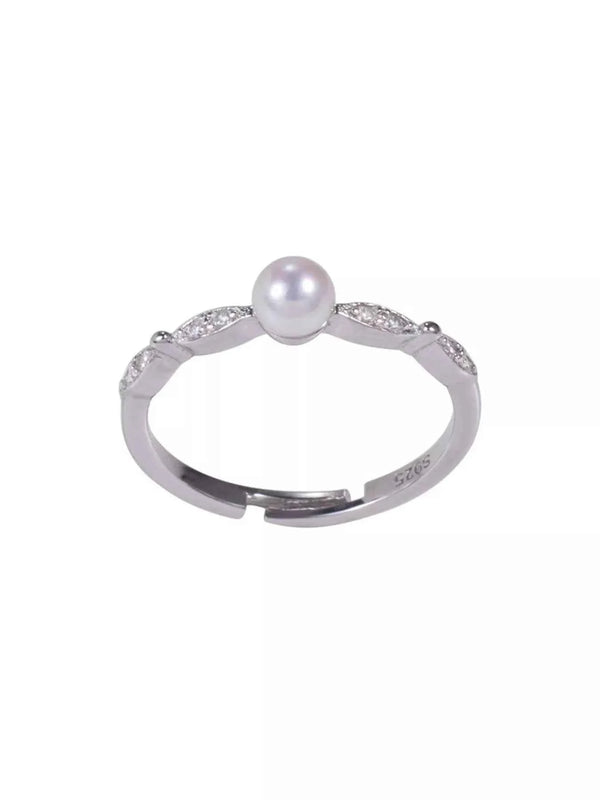 Pearl ring in silver-plated alloy — additional view 5