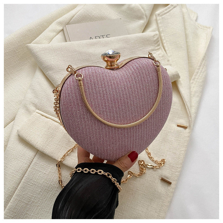 Heart Shape Metal Clutch Bag with Chain Strap, product view 8
