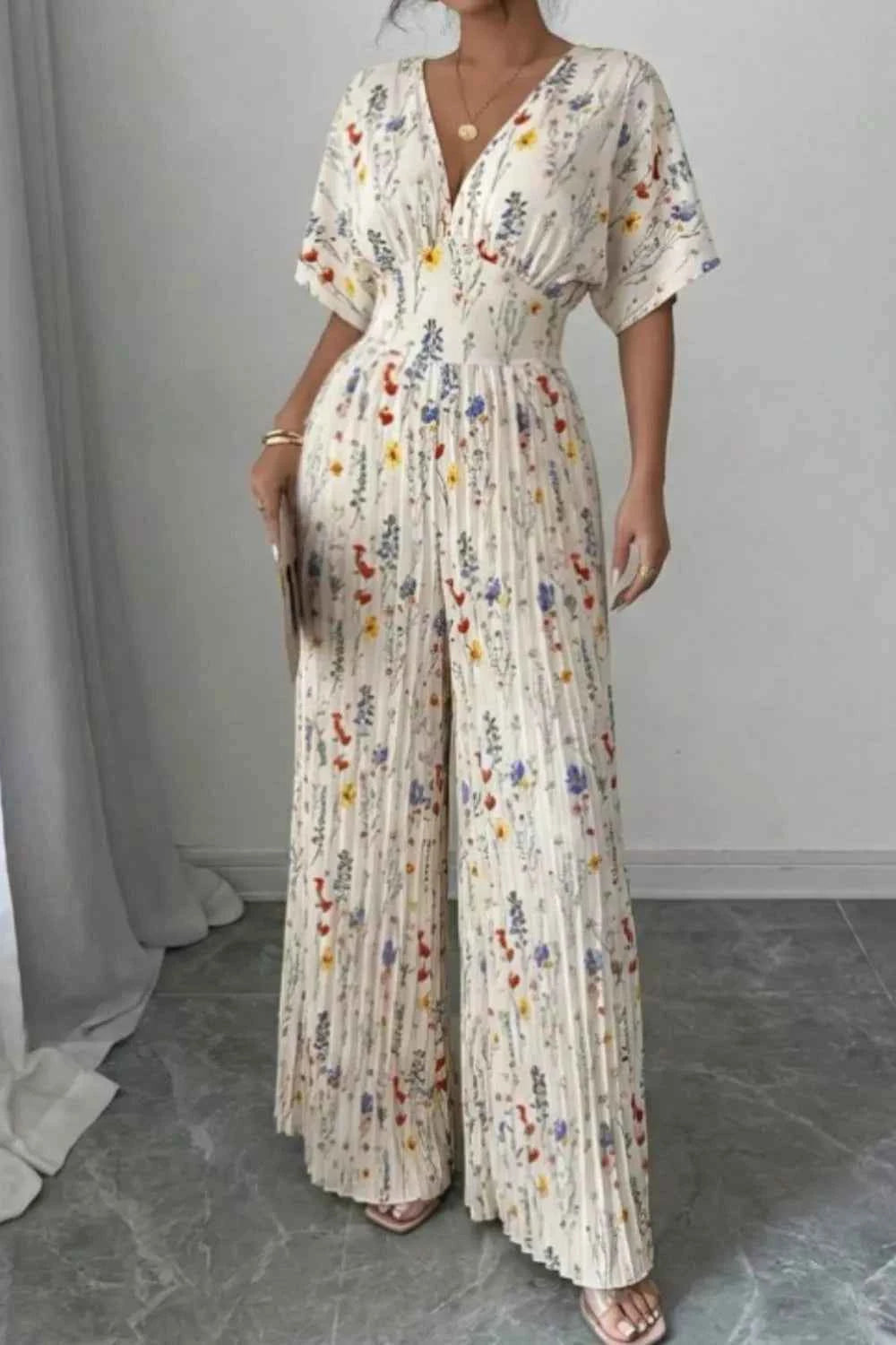 Floral print wide leg jumpsuit — additional view 4