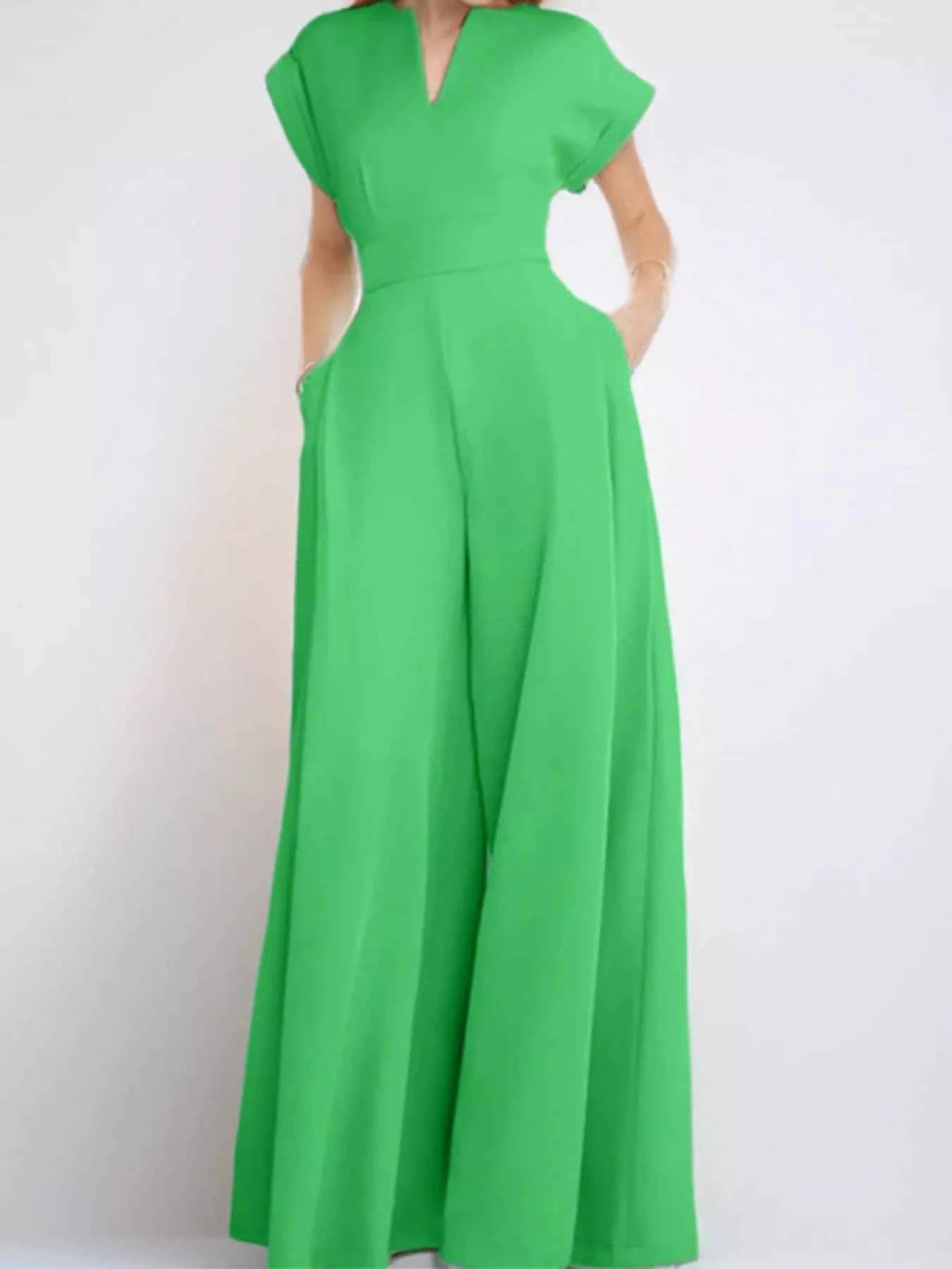 Plus size notched neck jumpsuit — additional view 4