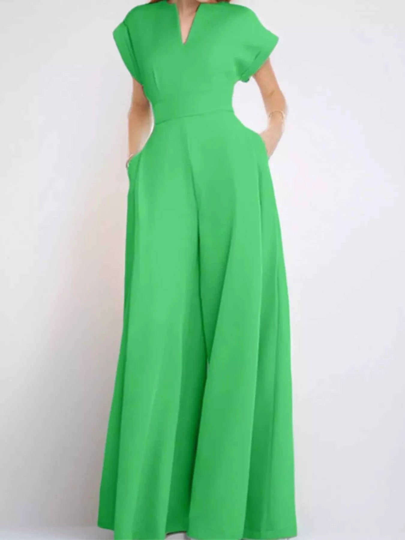 Plus size notched neck jumpsuit — additional view 4
