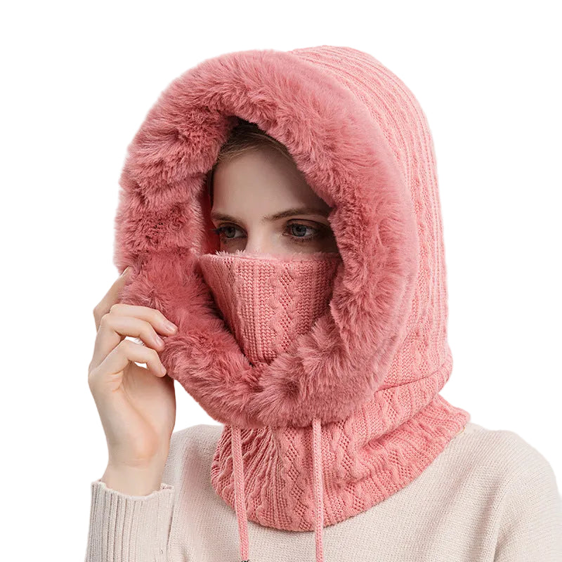 Women's Plush Hooded Hat with Scarf – 8 Colours, Winter product image