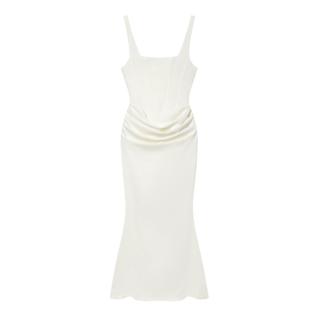 Wrap-Style High-Waist Evening Dress