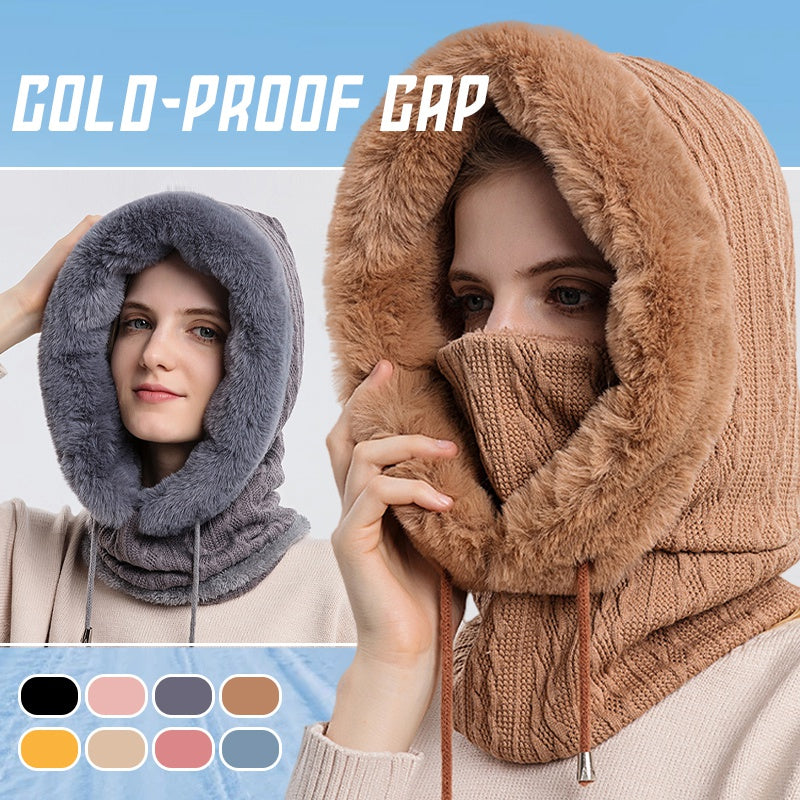 Women's Plush Hooded Hat with Scarf-Splashis