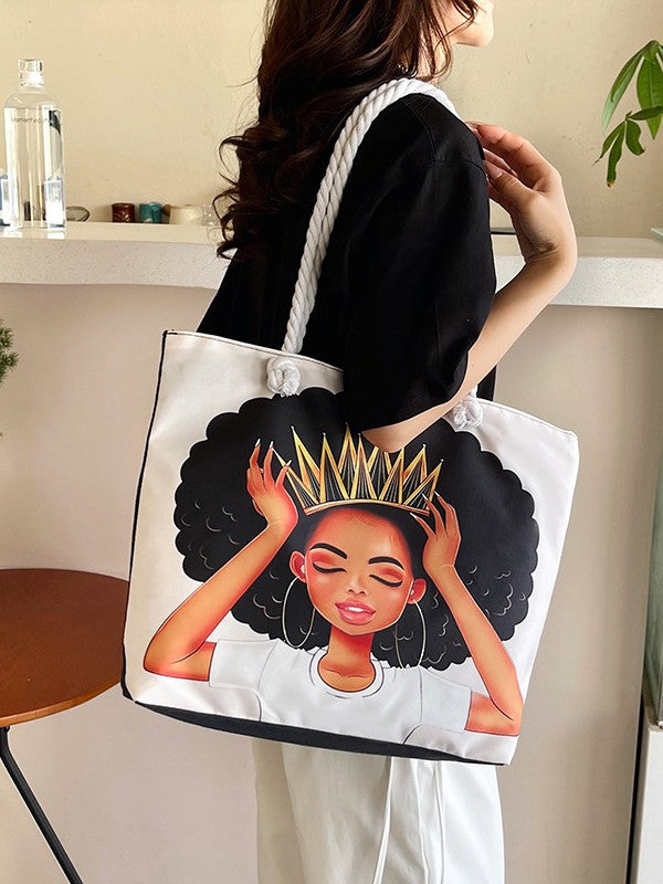 Canvas tote bag printed design close-up