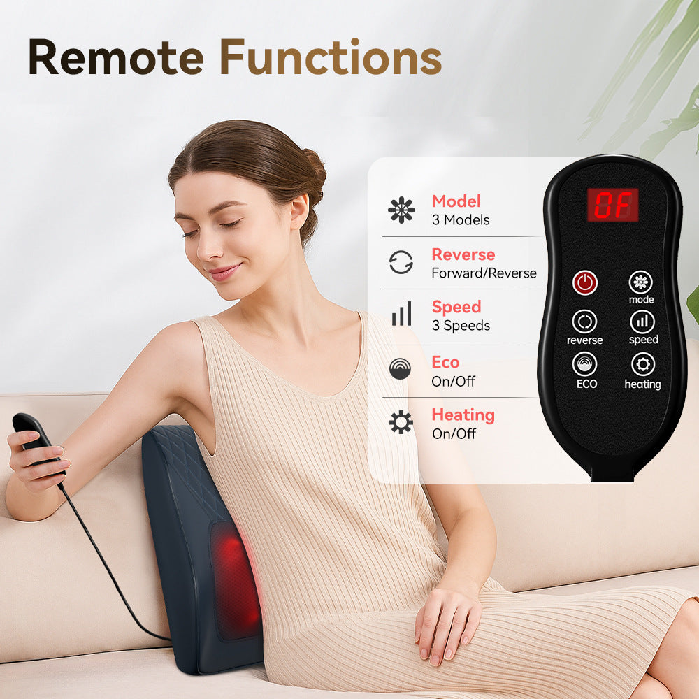 Multifunctional heating massage pillow shown on white background