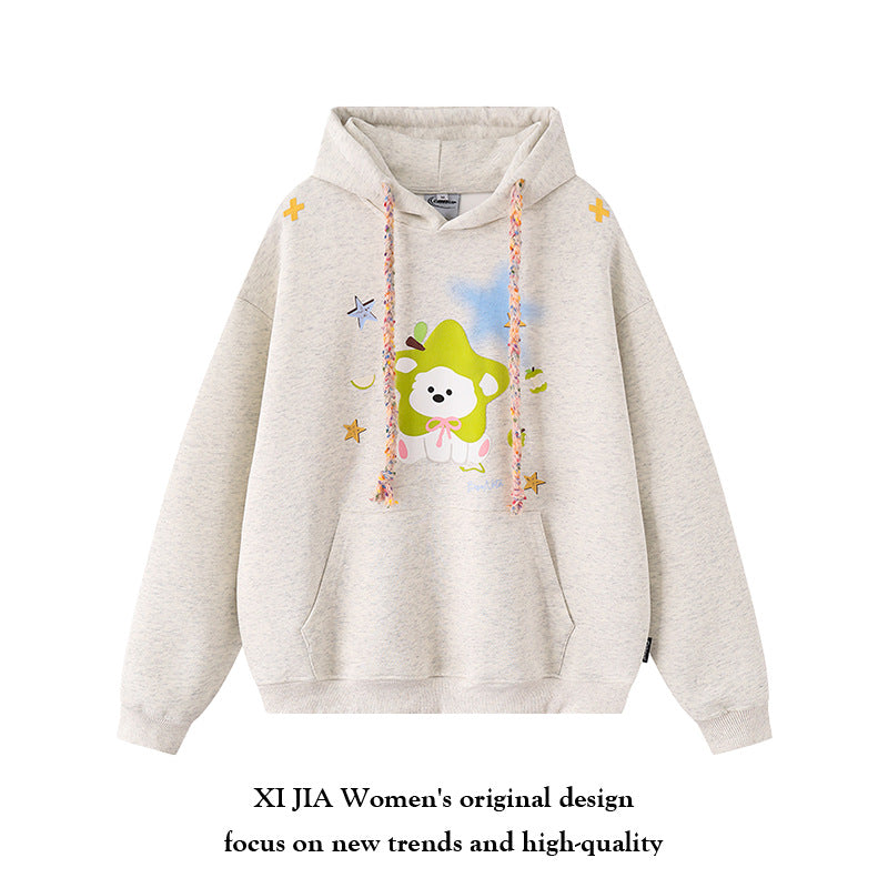 Women's Starry Puppy Print Hoodie-Splashis, alternate view 1
