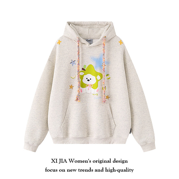 Women's Starry Puppy Print Hoodie-Splashis, alternate view 1