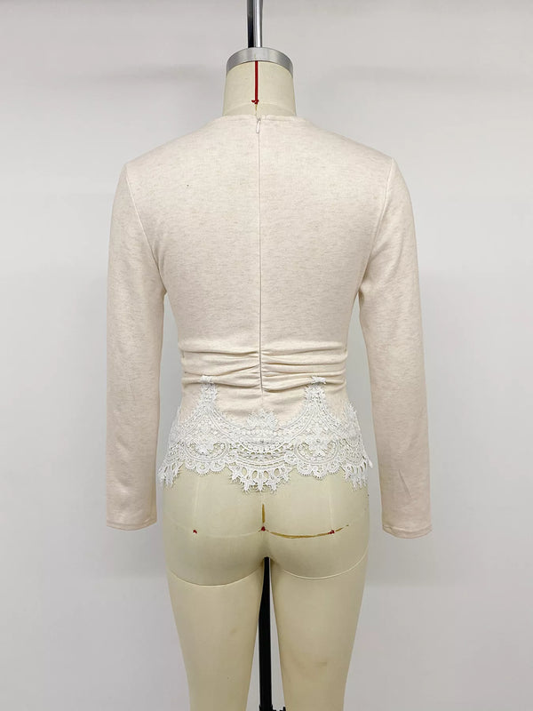 Lace Trim Long Sleeve T-Shirt view 12