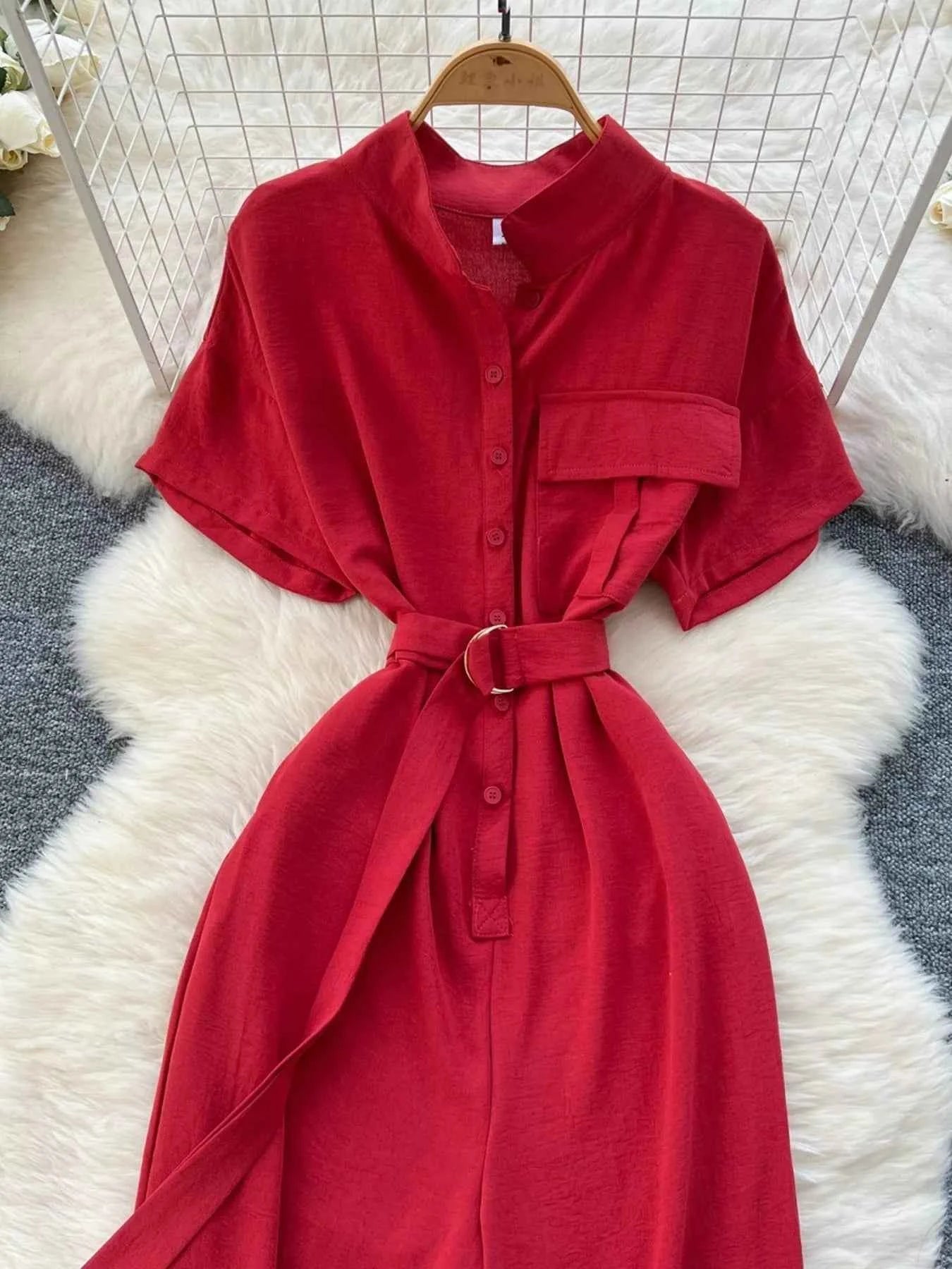 Button down wide leg jumpsuit — additional view 3