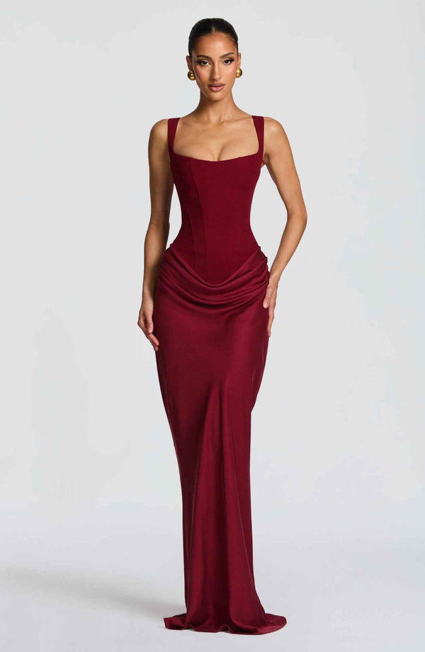 Trendy Off-Shoulder Fishtail Dress-Formal + Evening Dresses-Splashis-Color:Wine red-Size:M-Splashis