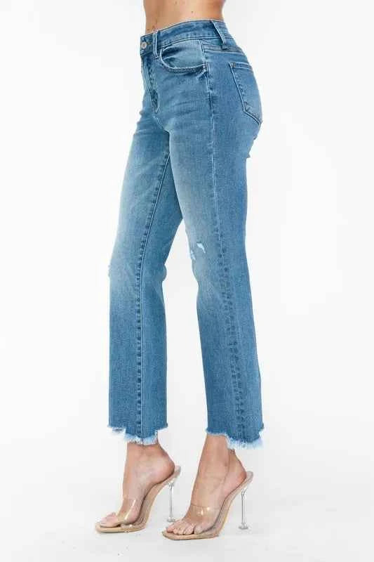 Distressed cropped denim jeans — additional view 8