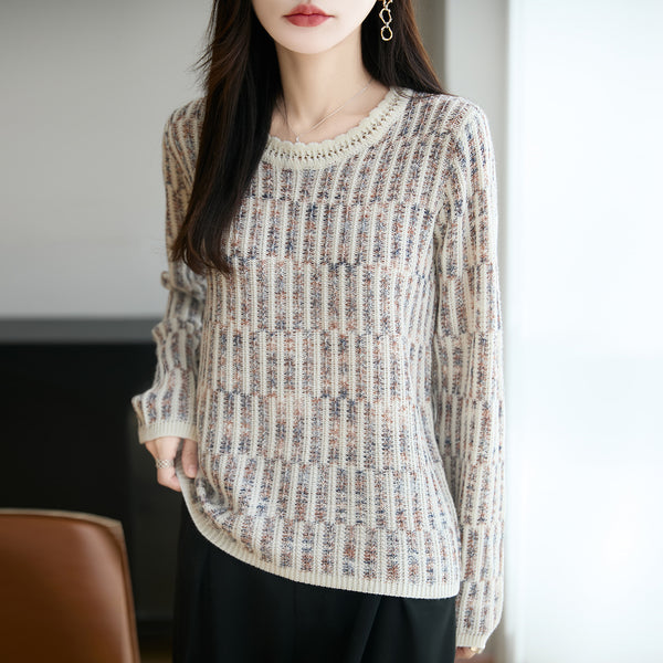 Hollow-Knit Crew Neck Sweater – view 3