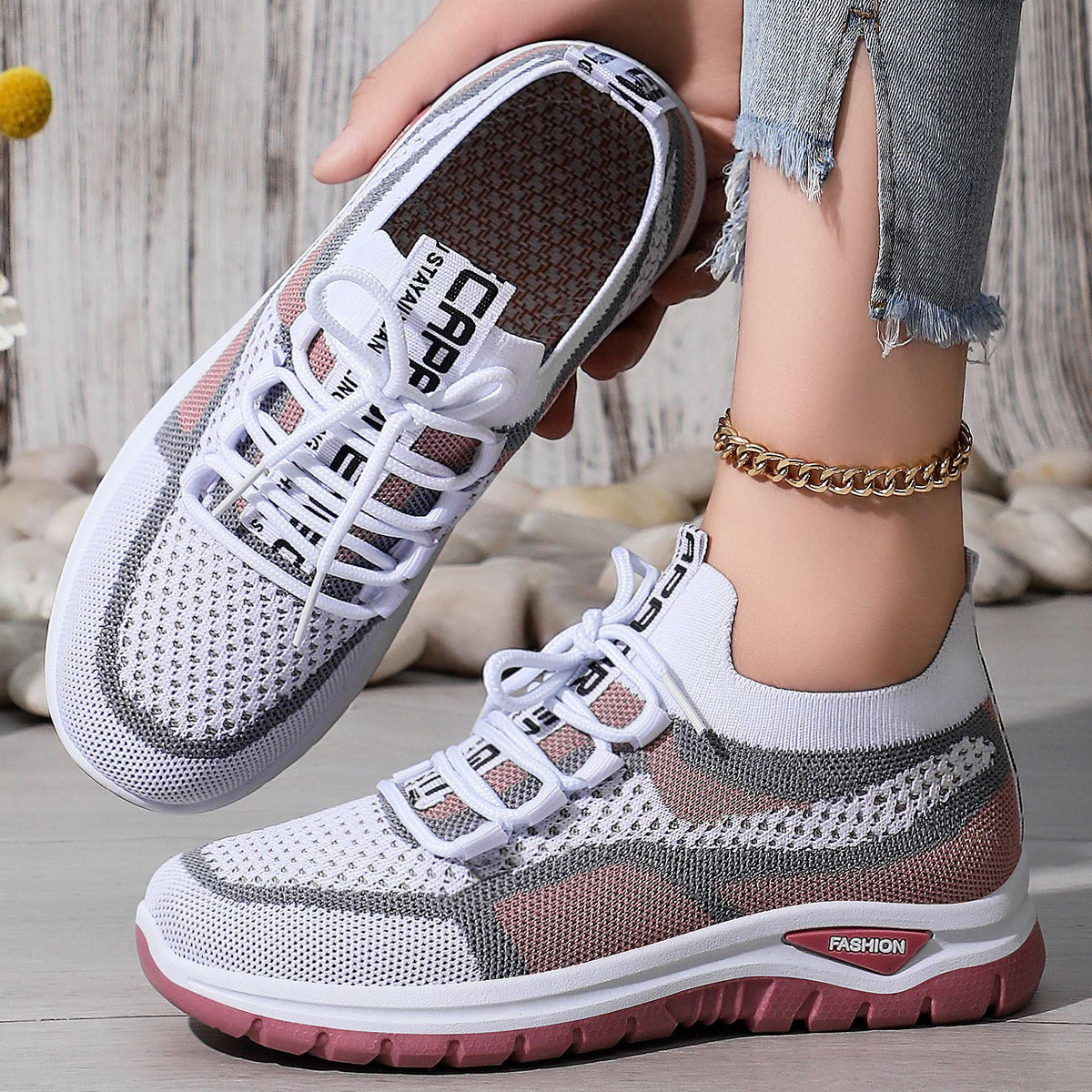 Women's Mesh Lace-Up Lightweight Sneakers-Splashis, alternate view 1