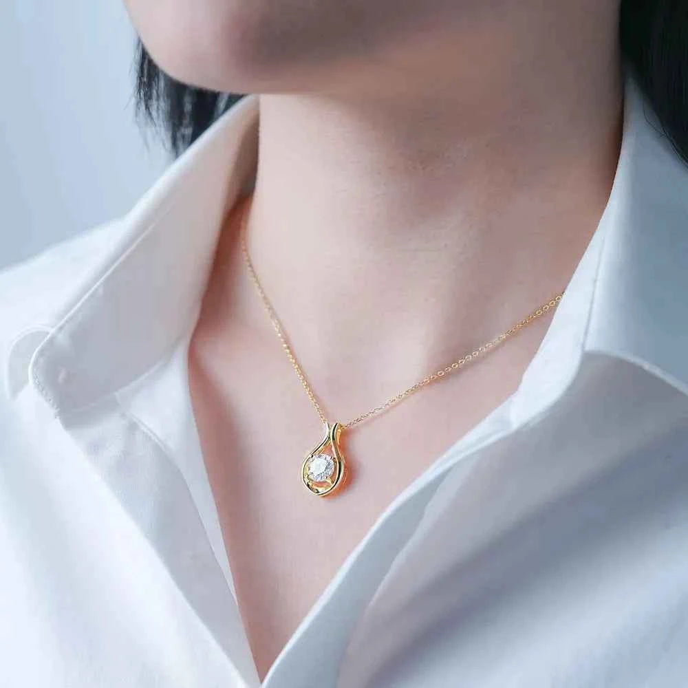 Cubic Zirconia Solitaire Necklace (Silver-Plated), product view 8